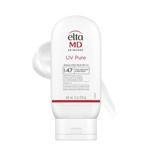 EltaMD SPF 47 sunscreen bottle and texture