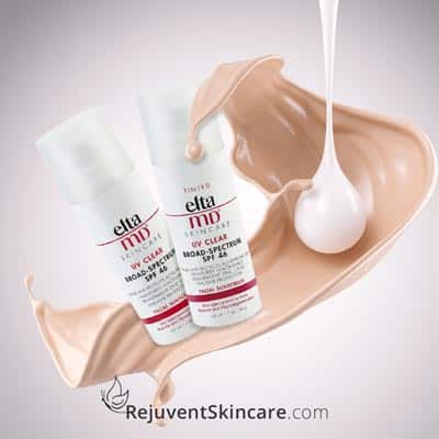EltaMD Clear SPF in tinted and untinted on a grey background