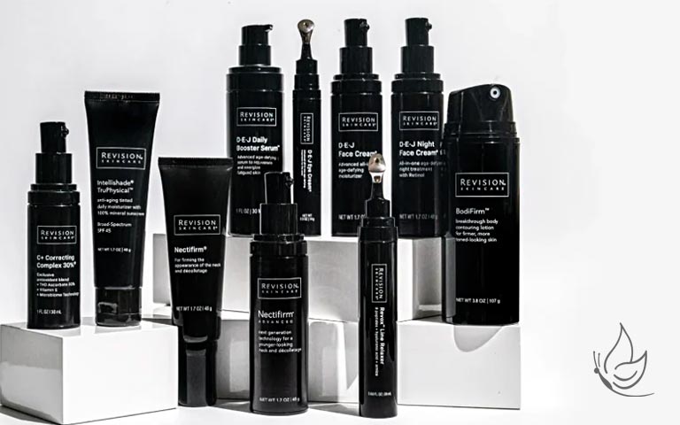 Revision Skincare sale shows product bottles