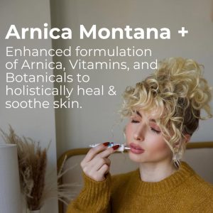 Arnica + Vitamin K Cream tube model applying on lips