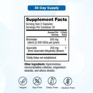 VitaMedica Bromelain with Quertin supplemental fact