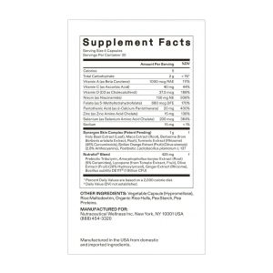 Nutrafol Clear Skin Supplement Facts label