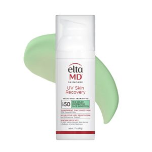 EltaMD UV Skin Recovery Red Color Correcting Green Tint SPF 50 bottle swatch